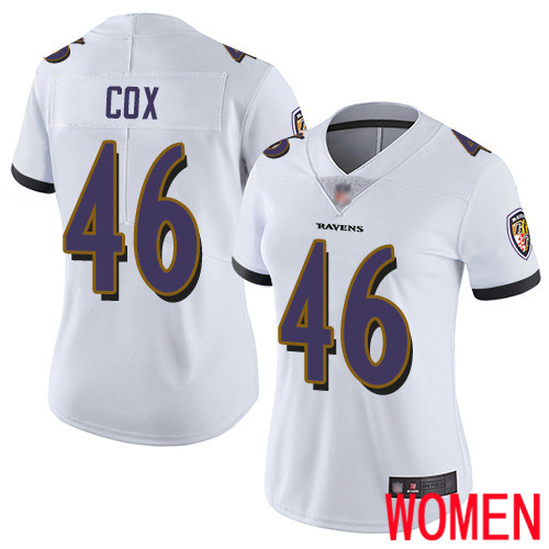 Baltimore Ravens Limited White Women Morgan Cox Road Jersey NFL Football #46 Vapor Untouchable->women nfl jersey->Women Jersey